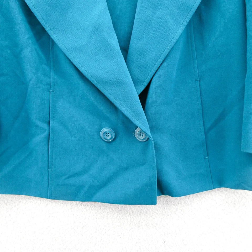 Amber Sun Suit Womens Small Blue Button Up Blazer Jacket Work Top Retro Art Work - Image 3 of 4