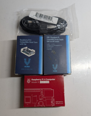 Raspberry Pi 4 Model B, 4GB DDR4 RAM Single Board Computer Kit Set Power Supply