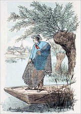 LA PÊCHE à l'ÉPERVIER (sorte de filet ou de nasse) - Planche du 19eme siècle