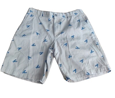 Izod Men's Shorts Chino Khaki Blue Lobster Print Bermuda Size 36  TT