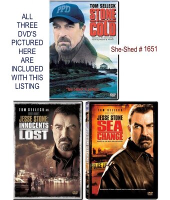 Lot of 3 Tom Selleck  DVDs Jessie Stone: Stone Cold, Sea Change, Innocent's Lost