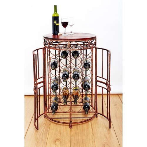 wine rack 24 bottle holder cage jail bar table metal door wood