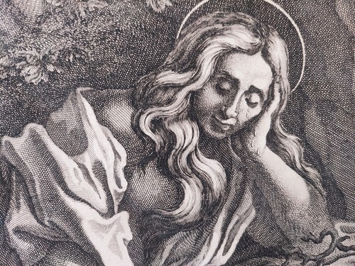 Santa Maria Maddalena Caravaggio Vercruys Theodor acquaforte 1700 stampa antica - Picture 2 of 8