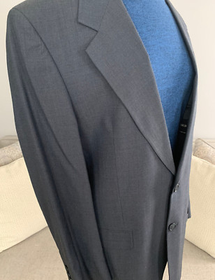 Men's Warehouse Moore Champlain 2 Piece Grey/Dark Blue Suit (40L)