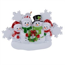 Snowman Family of 4 Personalized Christmas Tree Ornament 2024 Custom Family K...
