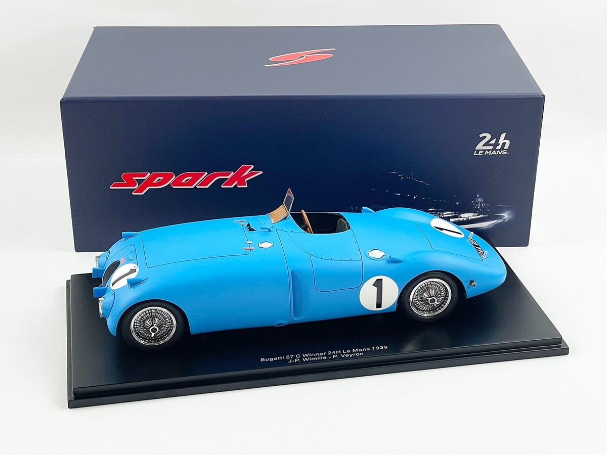 Miniature Spark Bugatti 57C #1 - Vainqueur Le Mans 1939 - Wimille/Veyron - Echelle 1/18 - Résine