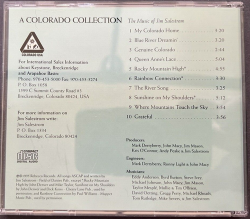 CD 1995, A Colorado Collection, The Music Of Jim Salestrom - Very Good! - Imagen 2 de 3