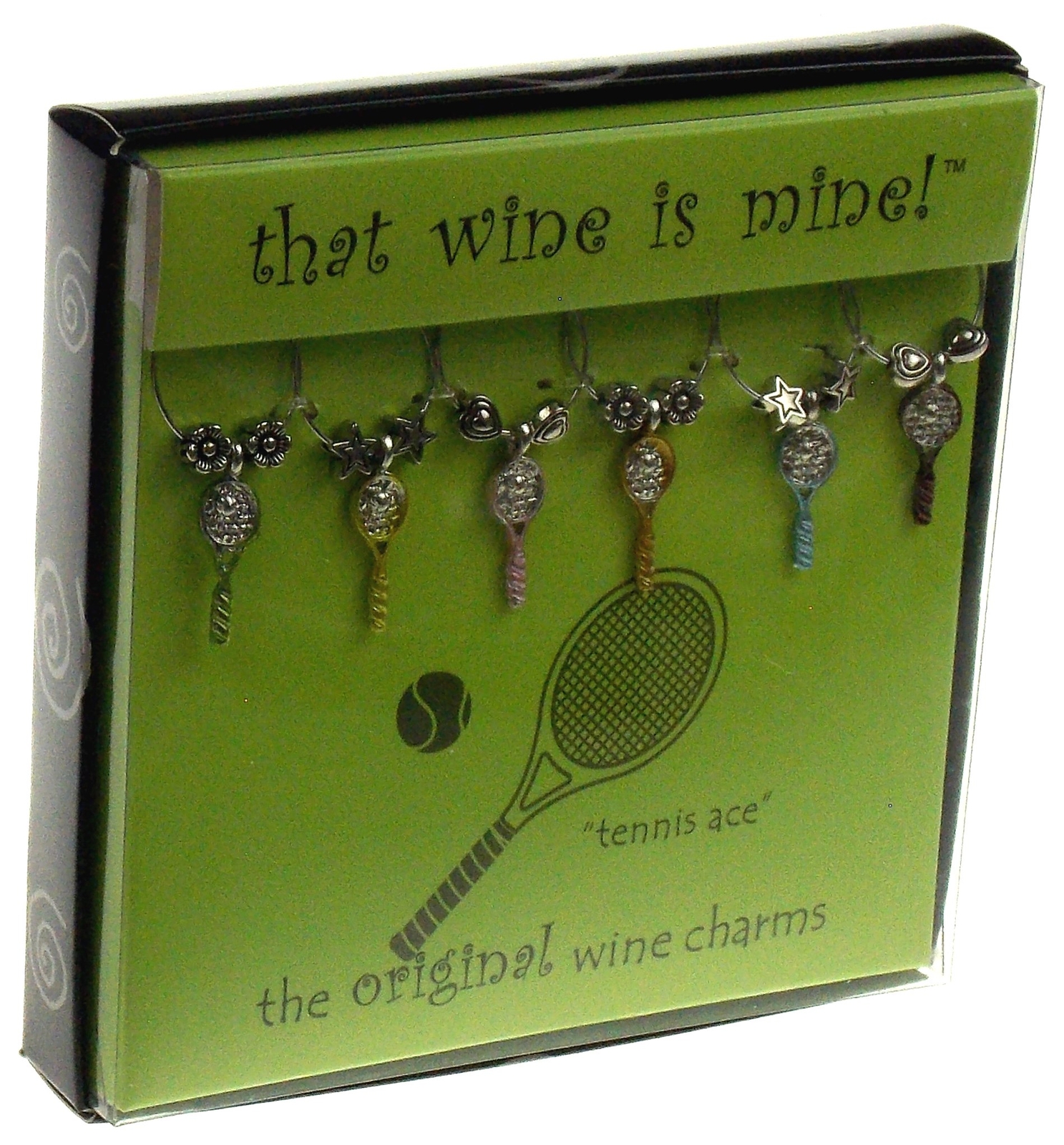 Tennis Ace Wine Things Charms Racket Ball Painted Metal Gift Bar Tasting Party