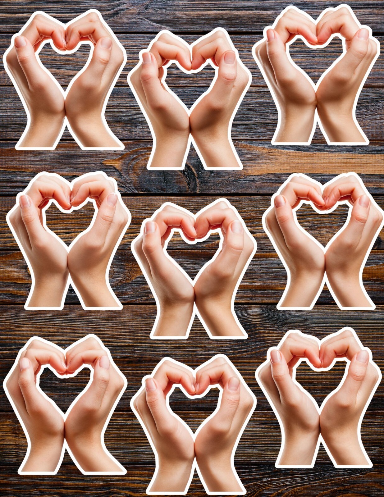 Heart Hands Die Cut Vinyl Stickers Set Scrapbooking Laptop Water Bottle