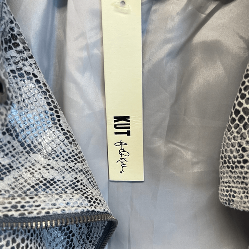 NWT KUT FROM THE KLOTH Jacket Women's XL Gray White Snakeskin Moto Faux Leather - Picture 7 of 15
