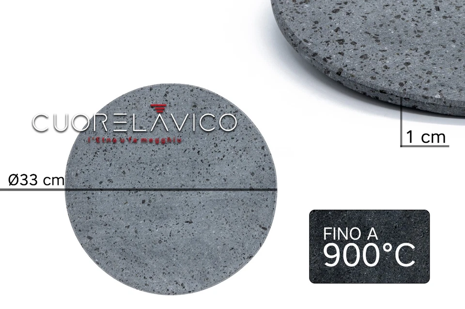 CUORE LAVICO - PIASTRA REFRATTARIA PIETRA LAVICA ETNEA ILLILLO PIZZA TONDA 33 cm - Imagen 4 de 4