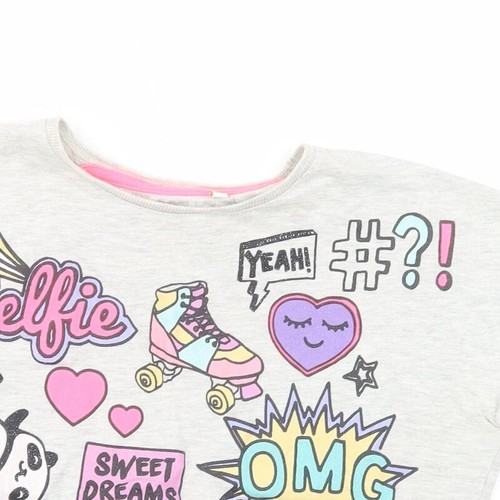 Debenhams Girls Grey Cotton blend T-Shirt Size 9-10 Years - Picture 4 of 12