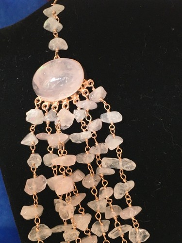 Sterling Silver Brazilian Rose Quarts RG over .925 , 340.20 ctw. 18 inch - Picture 4 of 6