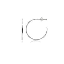 25mm Polished Open 1mm Thin Round Post Sterling Silver C-Hoop Earrings