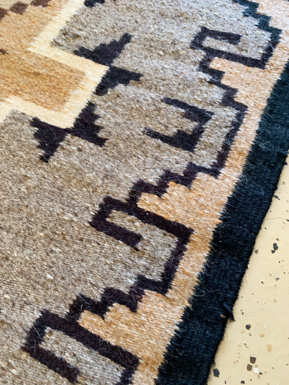 Incredible 1940s Navajo Two Grey Hills Tapestry Weaving Rug 23.5 x 35