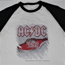 AC/DC ~ RAZOR'S EDGE TOUR DATES ~ BASEBALL / TWO-SIDED SHIRT ~ MEN'S Sz M ~ RARE