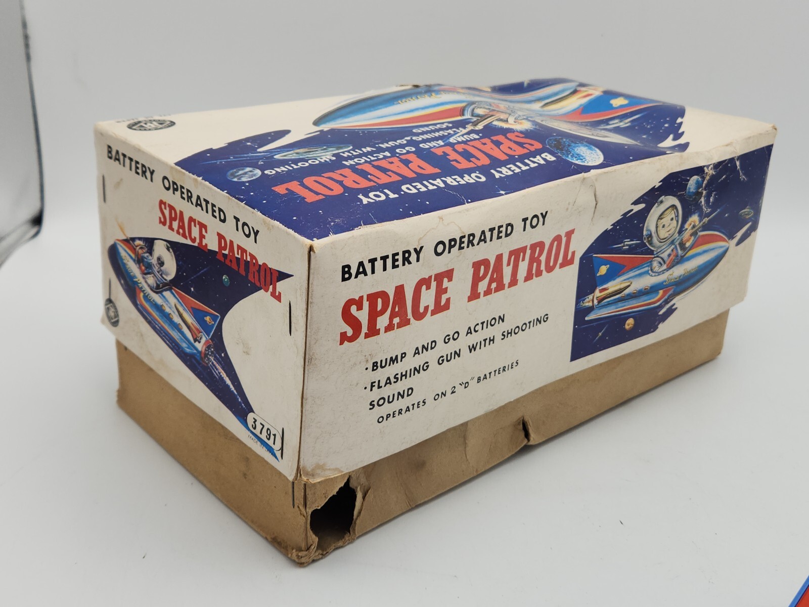 Vintage Modern Toys Space Patrol Battery Operated Tin Toy w/ Original Box *READ*