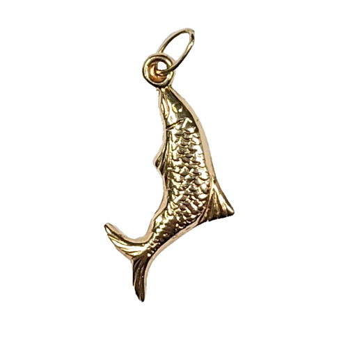 14k Yellow Gold Fish Detailed Small Charm - Picture 3 of 3
