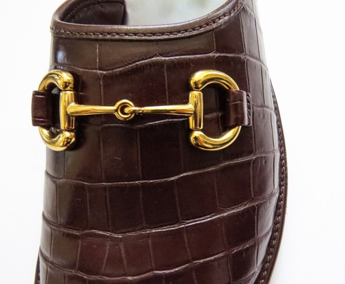 GUCCI Raras Nojum Cocodrilo Cocodrilo Cuero Zapatillas Mules 9 G 9.5 EE. UU. 42.5 Euro - Imagen 4 de 16