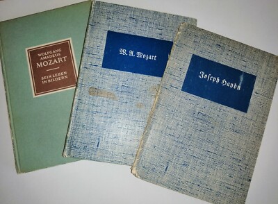 3 Bände des bibl. Instituts Leipzig ''Joseph Haydn'', 2 verschiedene ''W.A. Mozart''