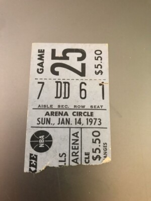 #ad 1973 Ticket Stub Bucks Pistons Kareem Abdul Jabbar beats pressure $12.59