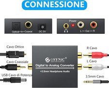 192KHz DAC Convertitore Ottico RCA Digitale ad Analogico Adattatore + Cavo ottic