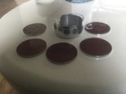 metal round red coasters x6