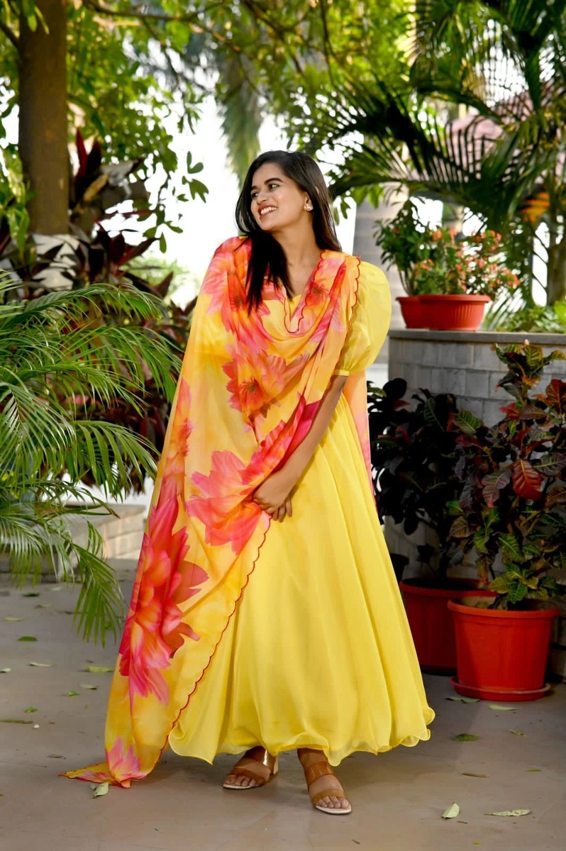 Silk gown shop with dupatta