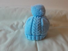 Hand Knitted Baby Blue Bobble Hat For Small Babies