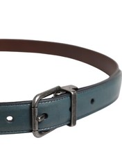 Auth. Dolce &Gabbana green and brown leather belt with double buckle, excellent Dolce & Gabbana Dolce & Gabbana Logo Metal Buckle Men main image 4