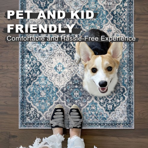 KILOCOCO Entryway Rug 2x3 Small Area Rug Washable Non Slip Vintage Indoor Mat - Picture 22 of 39