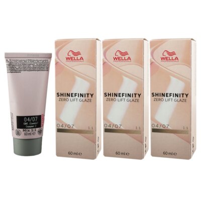 Wella Shinefinity Glaze Natural 3 x 60 ml 04/07 Bitter Chocolate Tönung Set Neu