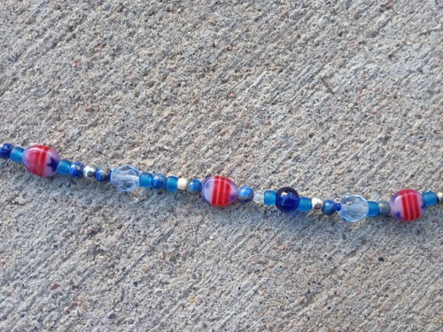 Blue Patriotic Beaded Necklace - Picture 8 of 9