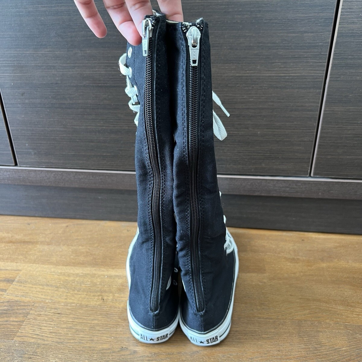 Converse Black Knee High Lace Up Sneaker Boot Y2K Size US