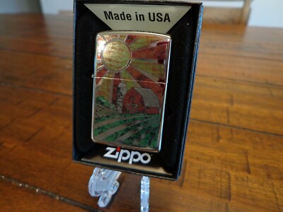RED BARN FIELD FARM FARMER FUSION ZIPPO LIGHTER MINT IN BOX