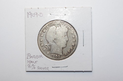 1909-O Barber 1/2 Dollar USA Silber extrem niedrige Münze nur 925k geprägt - a14 - Bild 3 von 9