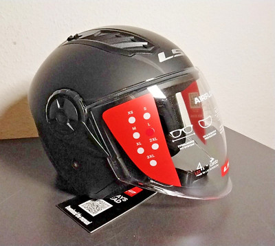 Halbschalenhelm Motorradhelm LS2 Modell OF616 Airflow 2 Solid Schwarz Matt Gr. L