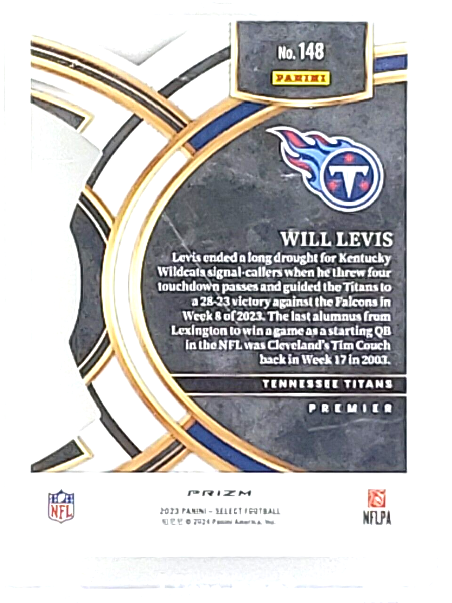 2023 Panini Select Will Levis Rookie Zebra Prizm Premier Level Die