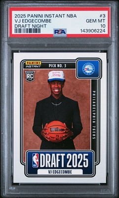 VJ Edgecombe 2025-26 Panini Instant #NBADN-3 Draft Night 2025 RC