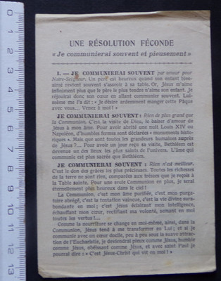 § Bogen Ein fruchtbarer Vorsatz Ich werde oft und fromm kommunizieren - 1928