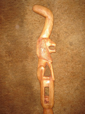 Wooden lion Head Cane Walking Stick Animal Hand Carved Wood NICE L K