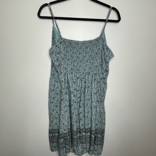 Old Navy Summer Dress XL Blue White Floral Side Zip Fairycore Boho Beach - Picture 5 of 16