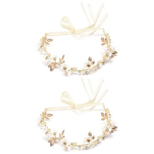 Bride Floral Garland Daisy Headwear Crown Headband Flower Hairband Crystal