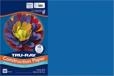 Tru-Ray Construction Paper, 12'' x 18'', 50% Recycled, Atomic Blue, Pack Of 50