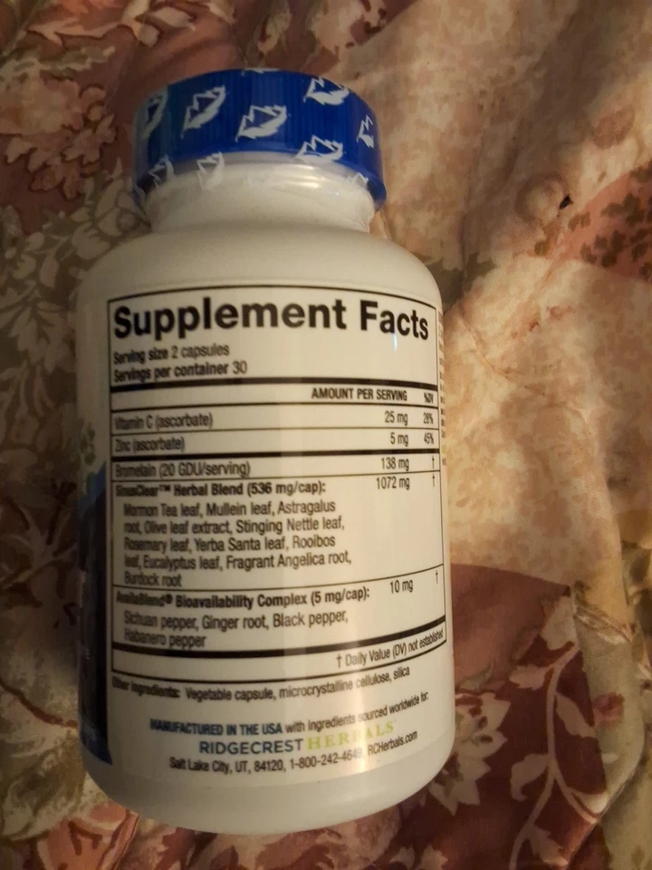 Ridgecrest SinusClear Soporte Sinusal Completo 60 Cápsulas Ex 10/2026 Foto 2 de 2