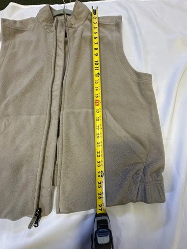 adidas Men's Beige Fleece Vest Full Zip Pockets Stand-Up Collar Size L AWV002 image 5