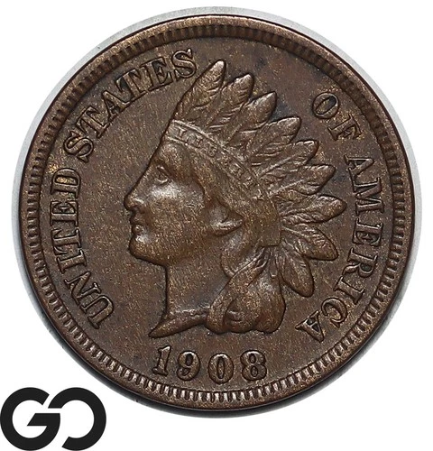 1908-S Indian Head Cent Penny, Choice XF++/AU Better Date