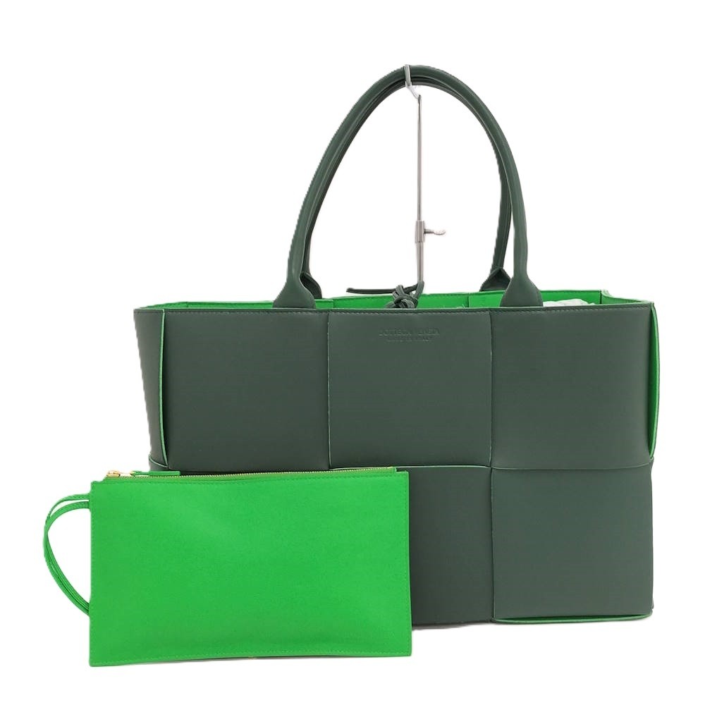 Bottega Veneta Tote Bag Arco Leather Green 24x14x4.7 in Used