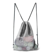 GSE Games & Sports Expert 19"x15" Grey Mesh Backpack Bag. Mesh Drawstring Spo...