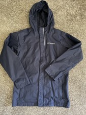 EUC Columbia Rain Jacket Boys Boys M 10/12 Navy Blue Omni-Tech Waterproof Hooded